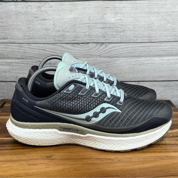 Saucony Triumph 18 Charcoal Grey Sky Blue Running Shoe S10595-40 Women’s Size 10 - Picture 4 of 12